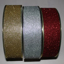Fitas decorativas Glitter para artesanato, vermelho, prata, ouro, fita com fio de ferro, decoração de Natal, arcos, 200cm x 6,3 cm