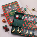 Conjunto de talheres com tema de natal, aço inoxidável, criativo, desenho animado, faca, garfo, colher, 2/4/6 peças, conjunto de presente de feriado, decoração de talheres