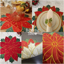 Poinsétia Natal Tabela Runner Placemat, Isolamento Pad, Holly Leaf Mat, Presente Versátil, Scald Proof, Frutas Vermelhas, Linho Mais Esponja