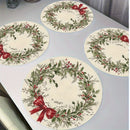 VIKAMA 4 peças de Natal Holly Berry Placemats Talheres de férias para reuniões familiares e festas Decoração de mesa e acessórios