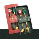 Conjunto de talheres com tema de natal, aço inoxidável, criativo, desenho animado, faca, garfo, colher, 2/4/6 peças, conjunto de presente de feriado, decoração de talheres