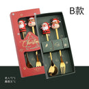 Colher de aço inoxidável, bonito criativo árvore de natal colher de mistura de café, garfo de frutas de sobremesa, estatueta colher garfo talheres, conjunto de presente
