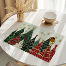 VIKAMA 4/6/8/10 unidades de jogos americanos estampados com árvore de Natal, tapetes de mesa de cozinha laváveis, jogos americanos decorativos de Natal