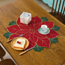 Poinsétia Natal Tabela Runner Placemat, Isolamento Pad, Holly Leaf Mat, Presente Versátil, Scald Proof, Frutas Vermelhas, Linho Mais Esponja