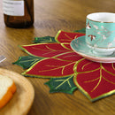 Poinsétia Natal Tabela Runner Placemat, Isolamento Pad, Holly Leaf Mat, Presente Versátil, Scald Proof, Frutas Vermelhas, Linho Mais Esponja