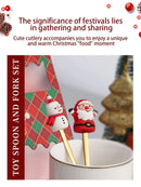 Conjunto de garfo e colher de natal, 6 peças, aço inoxidável, utensílios de mesa criativos, café, chá, sobremesa, garfos e colheres, conjunto de presente