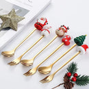 Conjunto de talheres com tema de natal, aço inoxidável, criativo, desenho animado, faca, garfo, colher, 2/4/6 peças, conjunto de presente de feriado, decoração de talheres
