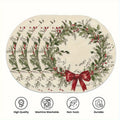 VIKAMA 4 peças de Natal Holly Berry Placemats Talheres de férias para reuniões familiares e festas Decoração de mesa e acessórios
