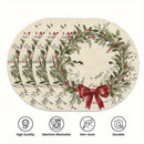 VIKAMA 4 peças de Natal Holly Berry Placemats Talheres de férias para reuniões familiares e festas Decoração de mesa e acessórios