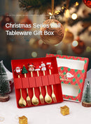 Conjunto de talheres com tema de natal, aço inoxidável, criativo, desenho animado, faca, garfo, colher, 2/4/6 peças, conjunto de presente de feriado, decoração de talheres