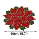 Poinsétia Natal Tabela Runner Placemat, Isolamento Pad, Holly Leaf Mat, Presente Versátil, Scald Proof, Frutas Vermelhas, Linho Mais Esponja