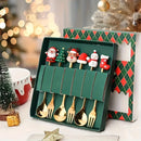 Conjunto de garfo e colher de natal, 6 peças, aço inoxidável, utensílios de mesa criativos, café, chá, sobremesa, garfos e colheres, conjunto de presente