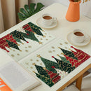 VIKAMA 4/6/8/10 unidades de jogos americanos estampados com árvore de Natal, tapetes de mesa de cozinha laváveis, jogos americanos decorativos de Natal