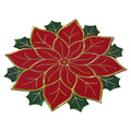 Poinsétia Natal Tabela Runner Placemat, Isolamento Pad, Holly Leaf Mat, Presente Versátil, Scald Proof, Frutas Vermelhas, Linho Mais Esponja