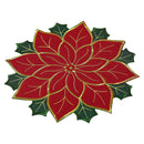 Poinsétia Natal Tabela Runner Placemat, Isolamento Pad, Holly Leaf Mat, Presente Versátil, Scald Proof, Frutas Vermelhas, Linho Mais Esponja