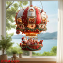 Balão enfeites de dia de natal 2d plano acrílico balão de ar quente ornamento de vidro para o dia de natal grande decoração integraieur