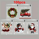 50/100 sacos de embrulho de presente de natal dos pces com floco de neve, papai noel, rena e azevinho impressão sacos de embalagem autoadesivos