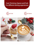 Conjunto de garfo e colher de natal, 6 peças, aço inoxidável, utensílios de mesa criativos, café, chá, sobremesa, garfos e colheres, conjunto de presente