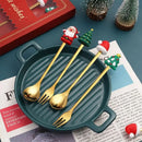 Conjunto de talheres com tema de natal, aço inoxidável, criativo, desenho animado, faca, garfo, colher, 2/4/6 peças, conjunto de presente de feriado, decoração de talheres
