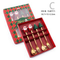 Colher de aço inoxidável, bonito criativo árvore de natal colher de mistura de café, garfo de frutas de sobremesa, estatueta colher garfo talheres, conjunto de presente