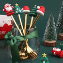 Conjunto de talheres com tema de natal, aço inoxidável, criativo, desenho animado, faca, garfo, colher, 2/4/6 peças, conjunto de presente de feriado, decoração de talheres