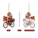 2d acrílico inverno decorativo pendurado dos desenhos animados papai noel bicicleta presentes pingentes de natal decoração da árvore de natal