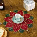 Poinsétia Natal Tabela Runner Placemat, Isolamento Pad, Holly Leaf Mat, Presente Versátil, Scald Proof, Frutas Vermelhas, Linho Mais Esponja