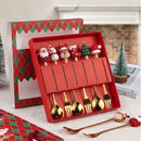Conjunto de talheres com tema de natal, aço inoxidável, criativo, desenho animado, faca, garfo, colher, 2/4/6 peças, conjunto de presente de feriado, decoração de talheres
