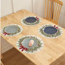 VIKAMA 4 peças de Natal Holly Berry Placemats Talheres de férias para reuniões familiares e festas Decoração de mesa e acessórios