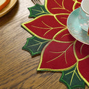 Poinsétia Natal Tabela Runner Placemat, Isolamento Pad, Holly Leaf Mat, Presente Versátil, Scald Proof, Frutas Vermelhas, Linho Mais Esponja