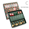 Conjunto de talheres com tema de natal, aço inoxidável, criativo, desenho animado, faca, garfo, colher, 2/4/6 peças, conjunto de presente de feriado, decoração de talheres