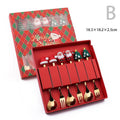 Conjunto de talheres com tema de natal, aço inoxidável, criativo, desenho animado, faca, garfo, colher, 2/4/6 peças, conjunto de presente de feriado, decoração de talheres