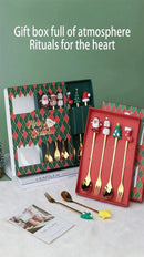 Conjunto de talheres com tema de natal, aço inoxidável, criativo, desenho animado, faca, garfo, colher, 2/4/6 peças, conjunto de presente de feriado, decoração de talheres