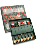Conjunto de garfo e colher de natal, 6 peças, aço inoxidável, utensílios de mesa criativos, café, chá, sobremesa, garfos e colheres, conjunto de presente