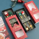 Conjunto de talheres com tema de natal, aço inoxidável, criativo, desenho animado, faca, garfo, colher, 2/4/6 peças, conjunto de presente de feriado, decoração de talheres