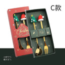 Colher de aço inoxidável, bonito criativo árvore de natal colher de mistura de café, garfo de frutas de sobremesa, estatueta colher garfo talheres, conjunto de presente