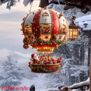 Balão enfeites de dia de natal 2d plano acrílico balão de ar quente ornamento de vidro para o dia de natal grande decoração integraieur