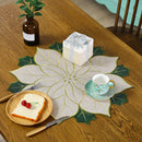 Poinsétia Natal Tabela Runner Placemat, Isolamento Pad, Holly Leaf Mat, Presente Versátil, Scald Proof, Frutas Vermelhas, Linho Mais Esponja