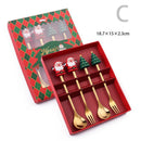 Conjunto de talheres com tema de natal, aço inoxidável, criativo, desenho animado, faca, garfo, colher, 2/4/6 peças, conjunto de presente de feriado, decoração de talheres