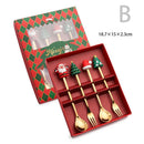 Conjunto de talheres com tema de natal, aço inoxidável, criativo, desenho animado, faca, garfo, colher, 2/4/6 peças, conjunto de presente de feriado, decoração de talheres