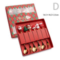 Conjunto de talheres com tema de natal, aço inoxidável, criativo, desenho animado, faca, garfo, colher, 2/4/6 peças, conjunto de presente de feriado, decoração de talheres