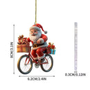 2d acrílico inverno decorativo pendurado dos desenhos animados papai noel bicicleta presentes pingentes de natal decoração da árvore de natal