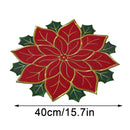 Poinsétia Natal Tabela Runner Placemat, Isolamento Pad, Holly Leaf Mat, Presente Versátil, Scald Proof, Frutas Vermelhas, Linho Mais Esponja