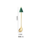 Colher de aço inoxidável, bonito criativo árvore de natal colher de mistura de café, garfo de frutas de sobremesa, estatueta colher garfo talheres, conjunto de presente