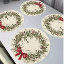 VIKAMA 4 peças de Natal Holly Berry Placemats Talheres de férias para reuniões familiares e festas Decoração de mesa e acessórios