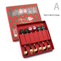 Conjunto de talheres com tema de natal, aço inoxidável, criativo, desenho animado, faca, garfo, colher, 2/4/6 peças, conjunto de presente de feriado, decoração de talheres