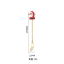 Colher de aço inoxidável, bonito criativo árvore de natal colher de mistura de café, garfo de frutas de sobremesa, estatueta colher garfo talheres, conjunto de presente
