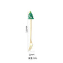 Colher de aço inoxidável, bonito criativo árvore de natal colher de mistura de café, garfo de frutas de sobremesa, estatueta colher garfo talheres, conjunto de presente