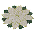 Poinsétia Natal Tabela Runner Placemat, Isolamento Pad, Holly Leaf Mat, Presente Versátil, Scald Proof, Frutas Vermelhas, Linho Mais Esponja