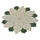 Poinsétia Natal Tabela Runner Placemat, Isolamento Pad, Holly Leaf Mat, Presente Versátil, Scald Proof, Frutas Vermelhas, Linho Mais Esponja